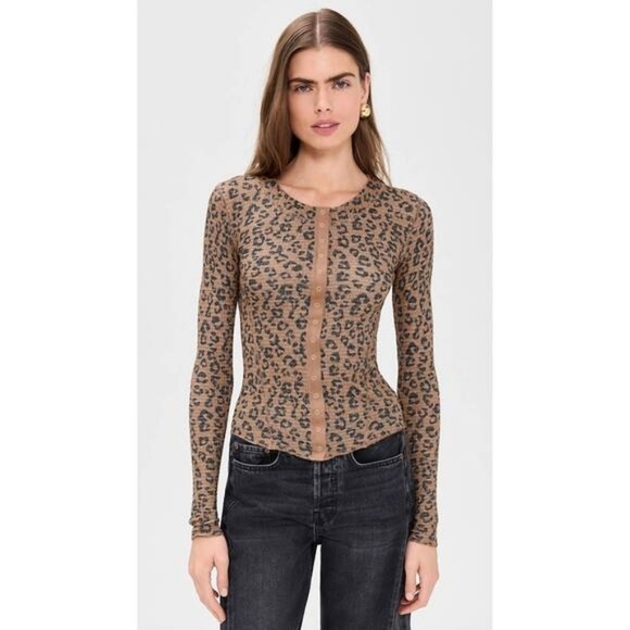 Free People Tops - NEW FREE PEOPLE going places printed cardigan in Animal Print XL Stretch Snaps❣